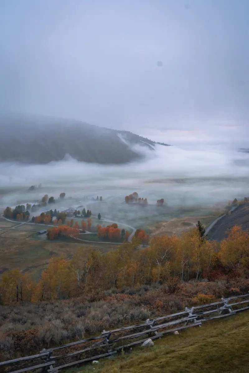 Early morning fog from Hotel Yellowstone
