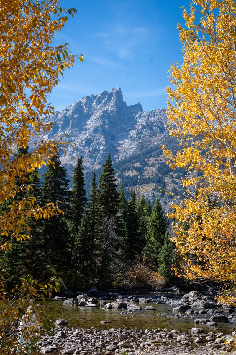 View of Grand Teton Mountains at Jenny Lake Visitor Center